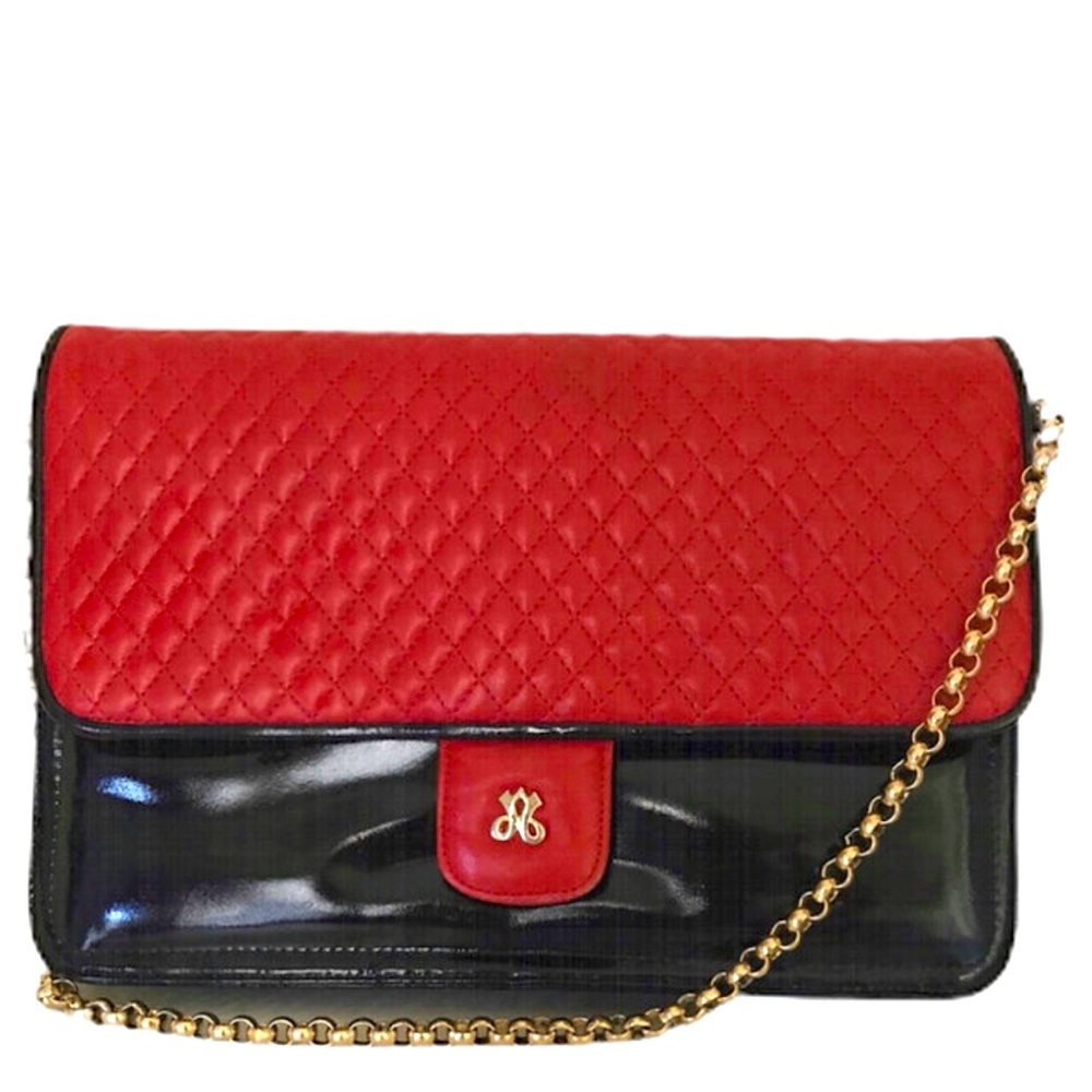 JAY HERBERT NEW YORK CLUTCH PURSE with short Goldtone chain Strap